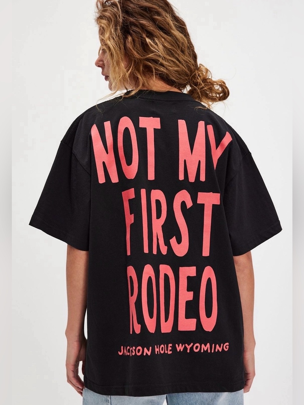 Free People Diamond Cross Ranch Horse Photo Tee Style 96705512 Black size XS - Picture 2 of 7